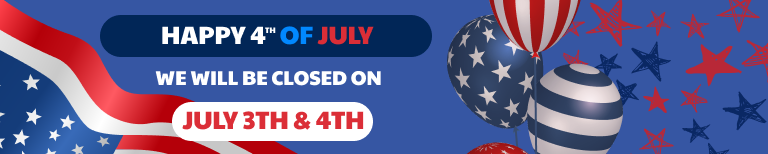 We will be closed on July 3 th & 4th 